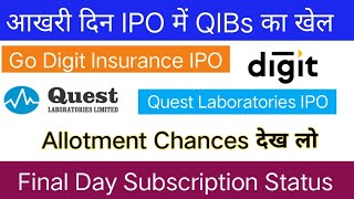 Go Digit General Insurance IPO | Quest Laboratories IPO | Day 3 Subscription | Allotment Chances ?