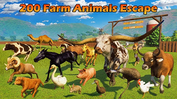 200 Farm Animals Escape From The Barnyard Animal Race in Planet Zoo included Cow, Sheep, & Horse