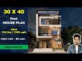 30x40  6 bhk house plan  135 gaj  1200 sqft  3040 house plan 3d  dv studio