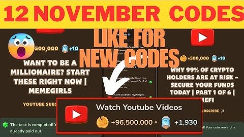 Memefi All Video Codes 12 November | Memefi youtube codes | Memefi New youtube video codes today