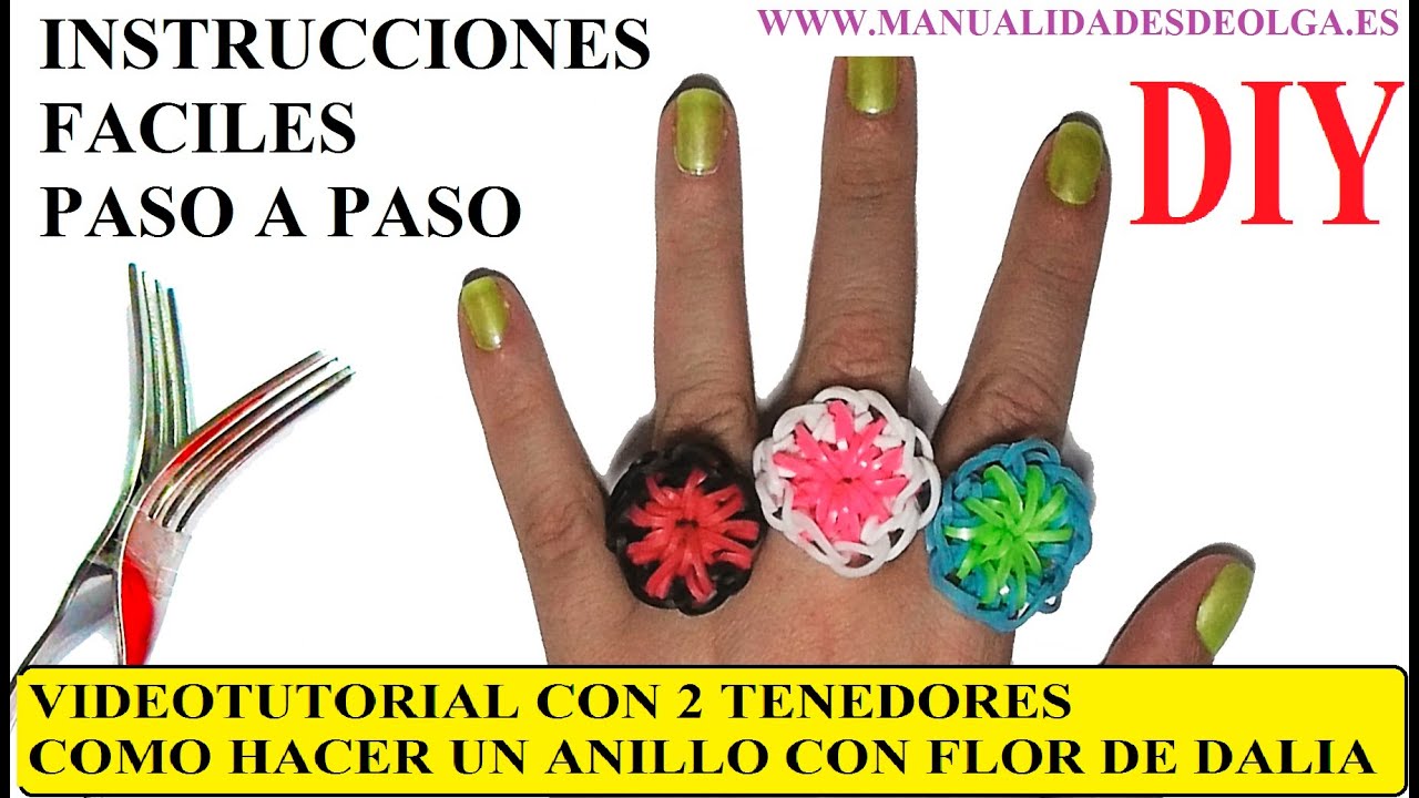 COMO HACER UN ANILLO CON UNA FLOR DE DALIA. CON 2 TENEDORES. MUY FACIL. NUEVO TUTORIAL