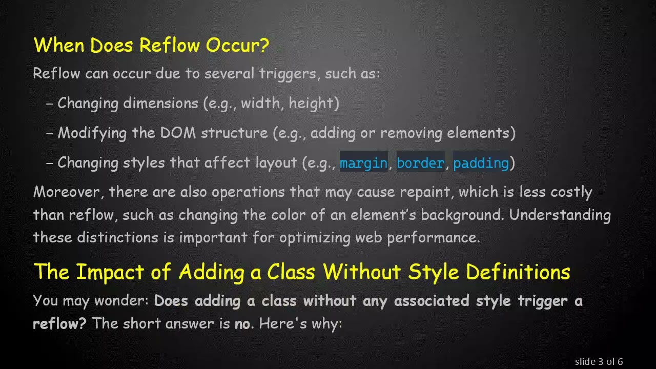 Clarifying Reflow Behavior: Do Class Additions Without Styles Cause Issues?