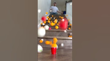 166 Hundreds of ping pong balls vs one cup! #trickshot #pingpong #percussion #marblesrace #iqtest