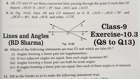 RD SHARMA EX 10.3 Q8 to Q13 Solutions for Class 9 Maths Chapter 10 Lines and Angles