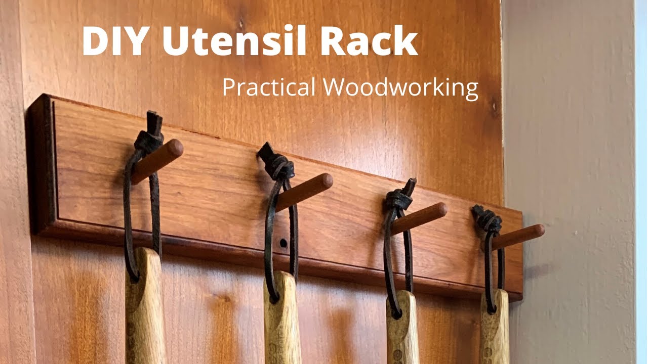 Homemade Walnut Kitchen Utensil Rack