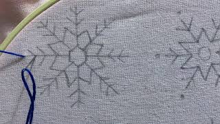 Snowflake Embroidery , Hand Embroidery for beginners , Christmas Embroidery , All Over Design - 3