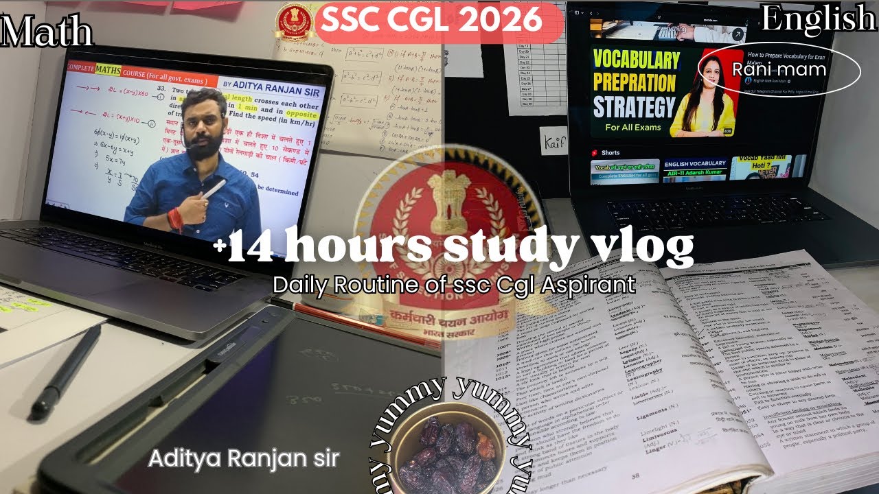 14 Hours Study Vlog 🔥 | SSC CGL 2026 Preparation | Real Aspirant ...