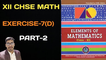 DERIVATIVE CLASS 12!! EXERCISE-7(D)!! PART-2!!CHSE MATH
