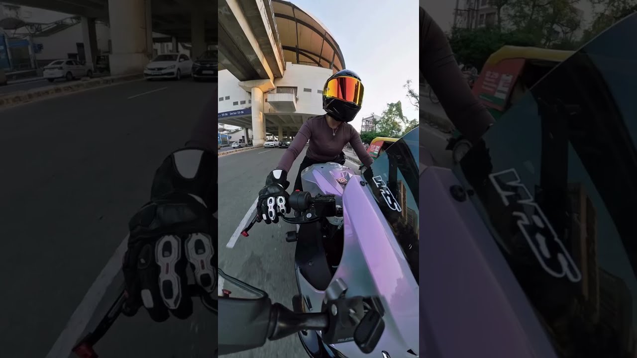 Безумный индус на авто подрезал байкершу! 🏍️😬
