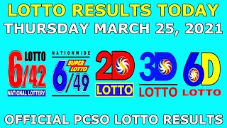 9pm Lotto Result March 25 2021 (Thursday) PCSO Today