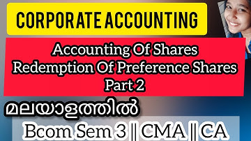 Redemption Of Preference Shares || Part 2||Problems|| Accounting Of Shares|| Corporate Accounting