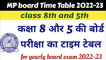 MP Board class 8th time table | MP Board class 5th time table