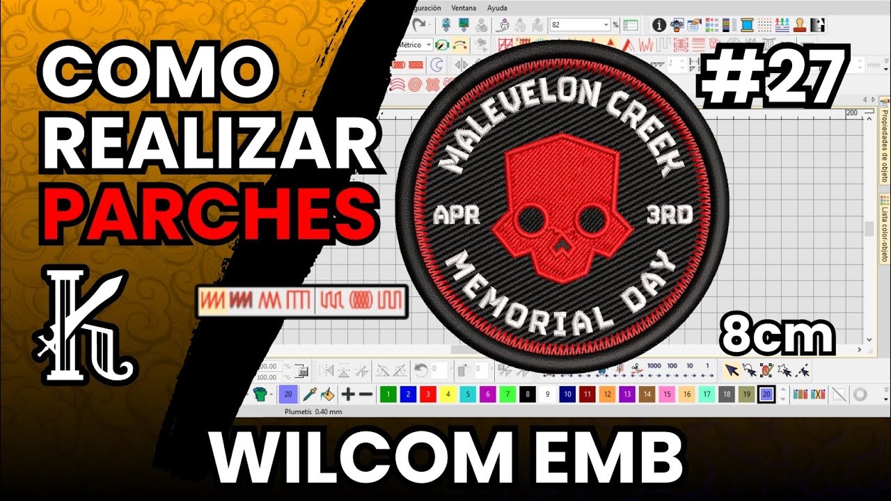 Como realizar parches en Wilcom - Calavera Parche 8cm