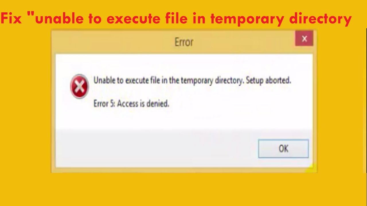 Unable to execute. Abort Error. Io Error 5 access is denied. Pictures unable. Temporary directory