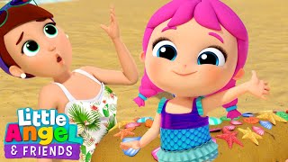 Splashy Fun with Beach Mermaid!🧜‍♀️ | Little Angel And Friends Kid Songs