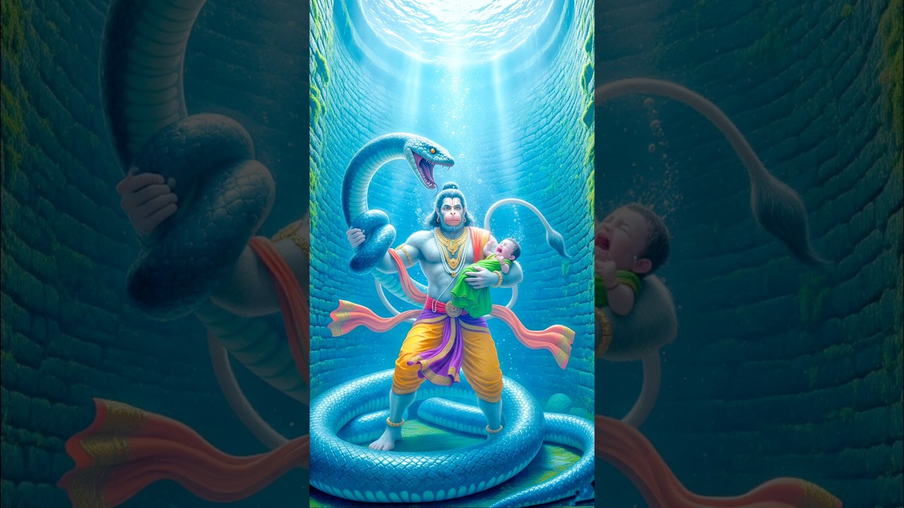 हनुमान जी ने एक बच्चे को जहरीले सांप के काटने से बचाया || #hanuman #ai #story #rescue