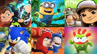 Subway Surfers VS Ben 10 Up to Speed Despicable Me Minion Rush SONIC DASH  Oddbods Turbo Run Om Nom screenshot 1