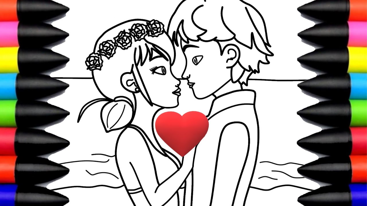 How To Color Marinette and Adrien with Sparkling Markers 💖🌊 Shimmering ...