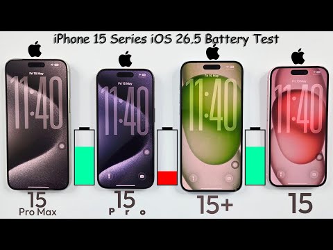 iPhone 15 Pro Max vs 15 Pro vs 15 Plus vs iPhone 15 - iOS 26.5 Battery Drain Test