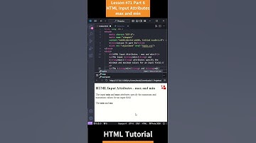 HTML Tutorial - Lesson 71: HTML Input Attributes - max and min Part 6 #html #htmltutorial #css #js