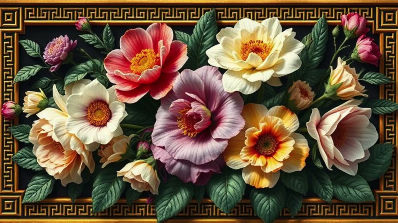 Vintage Flower Frame - TV Art - Screensaver - Wallpaper - Frame Art - Flowers