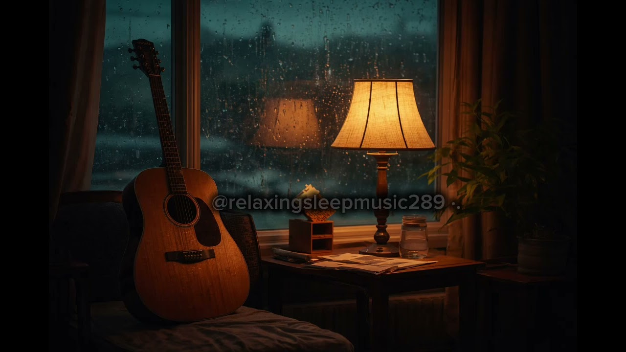 acoustic guitar with ocean waves for relaxing and sleep, หลับสบาย ผ่อนคลาย