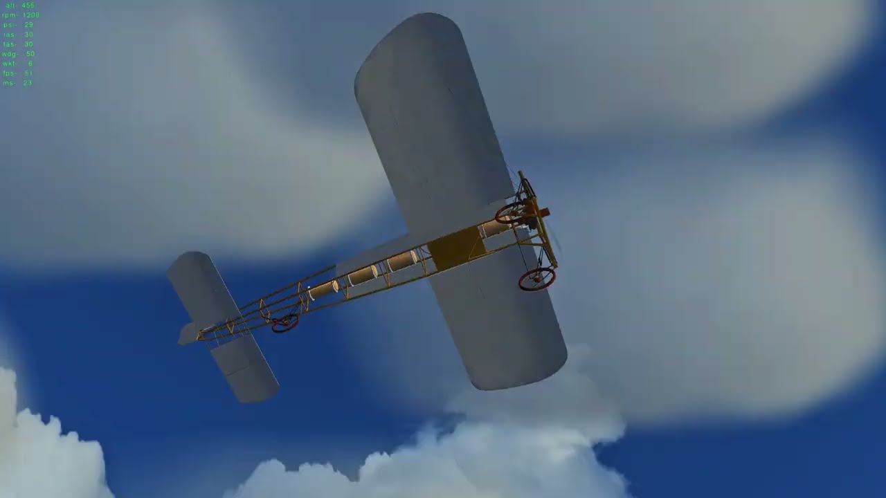 FlightGear - 1909 English Channel Crossing in the Three-Cylinder Anzani  (25 HP est.) Blériot XI