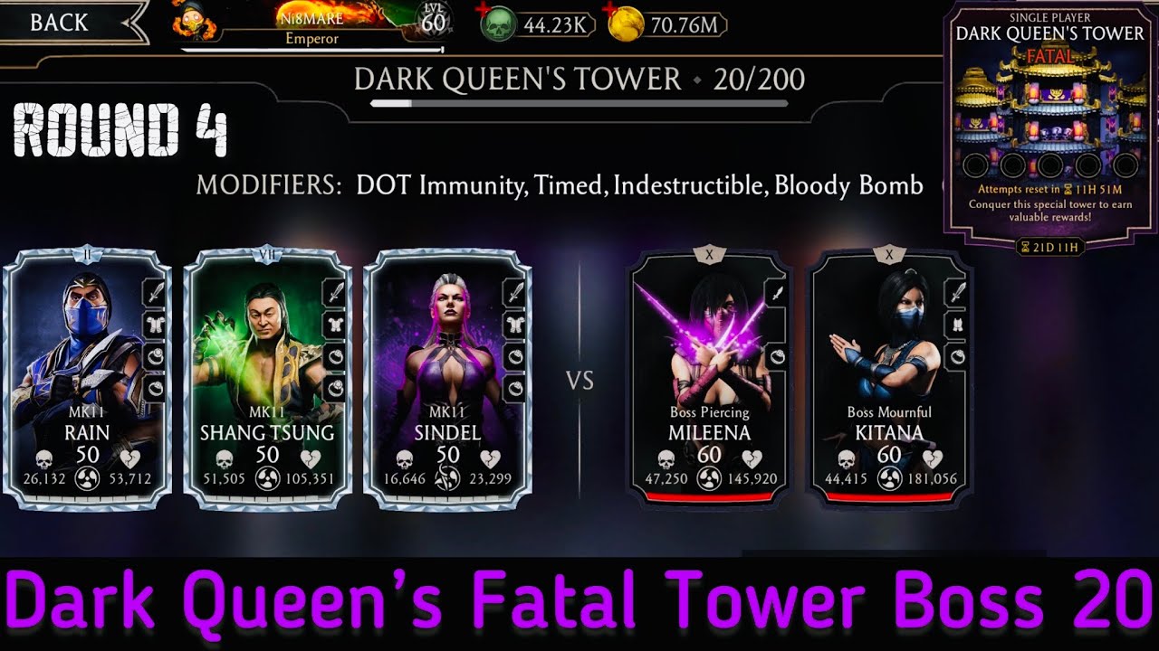 Dark Queen’s Fatal Tower Bosses Battle 20 Fight + Reward | MK Mobile