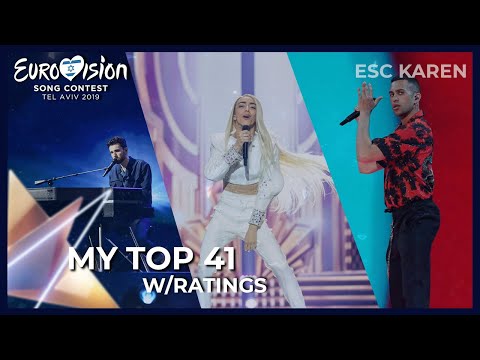 EUROVISION 2019 | MY TOP 41 W/RATINGS | My Updated ESC Tops