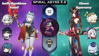 Spiral Abyss 5.8 Clear Ineffa Hyperbloom Chasca Hypercarry Showcase