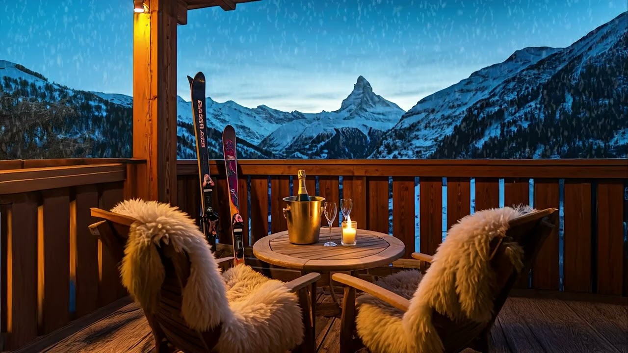 🇨🇭 Escape to Switzerland: Cozy Chalet Ambiance with Snow and Alps