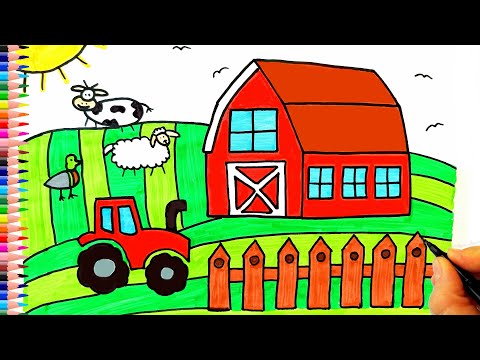 Çiftlik Çizimi 🏡 Çiftlik Çizimi Kolay - Çiftlik Nasıl Çizilir? - Farm Drawing - How To Draw a Farm