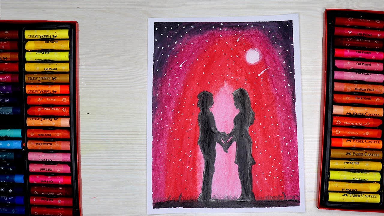 Couple In Love Oil Pastel Drawing Easy Step By Step Drawing Lovers