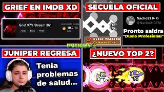 JUNIPER REGRESA😲NUEVO TOP 2 IMPOSIBLE👀GRIEF EN IMDB🚨SECUELA DE DUELO MAESTRO🔥Noticias Geometry Dash