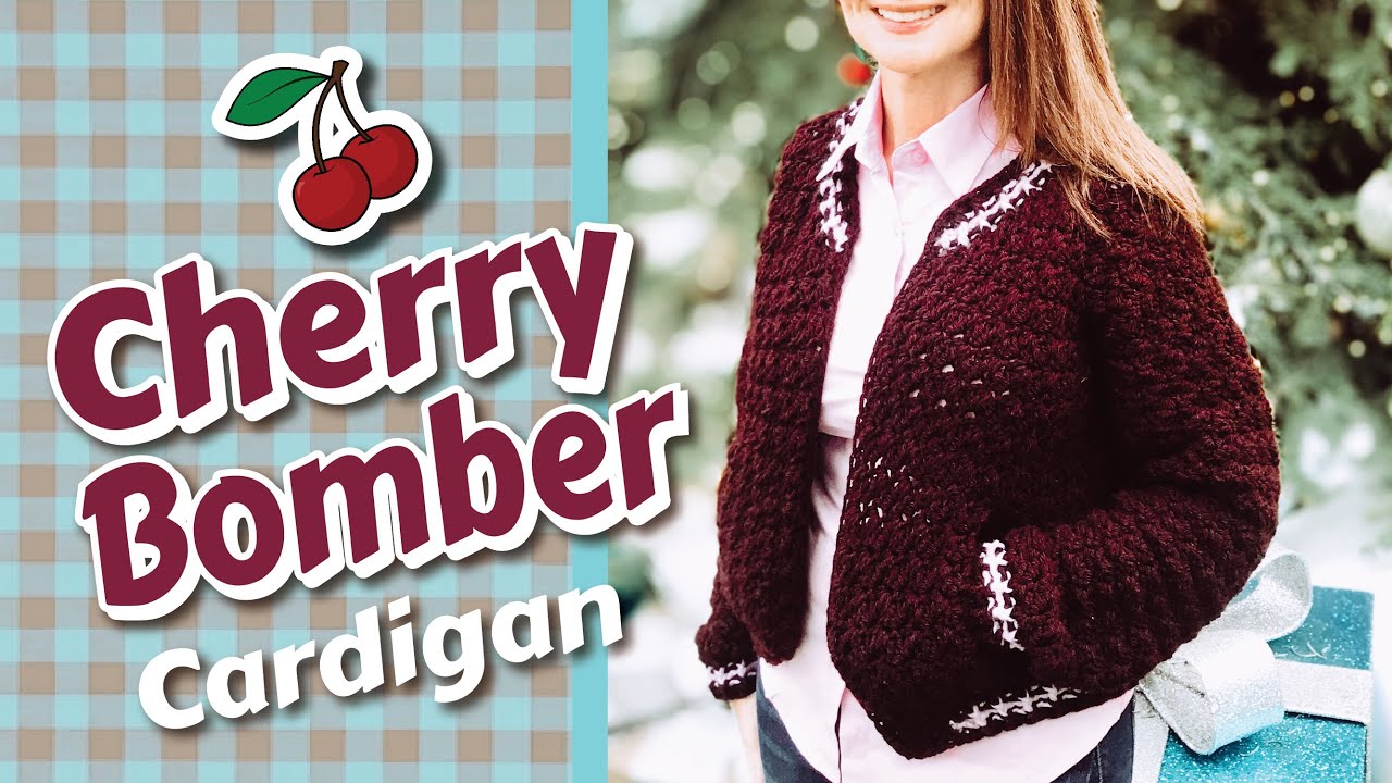 Cherry Bomber🍒Crochet Cardigan Tutorial