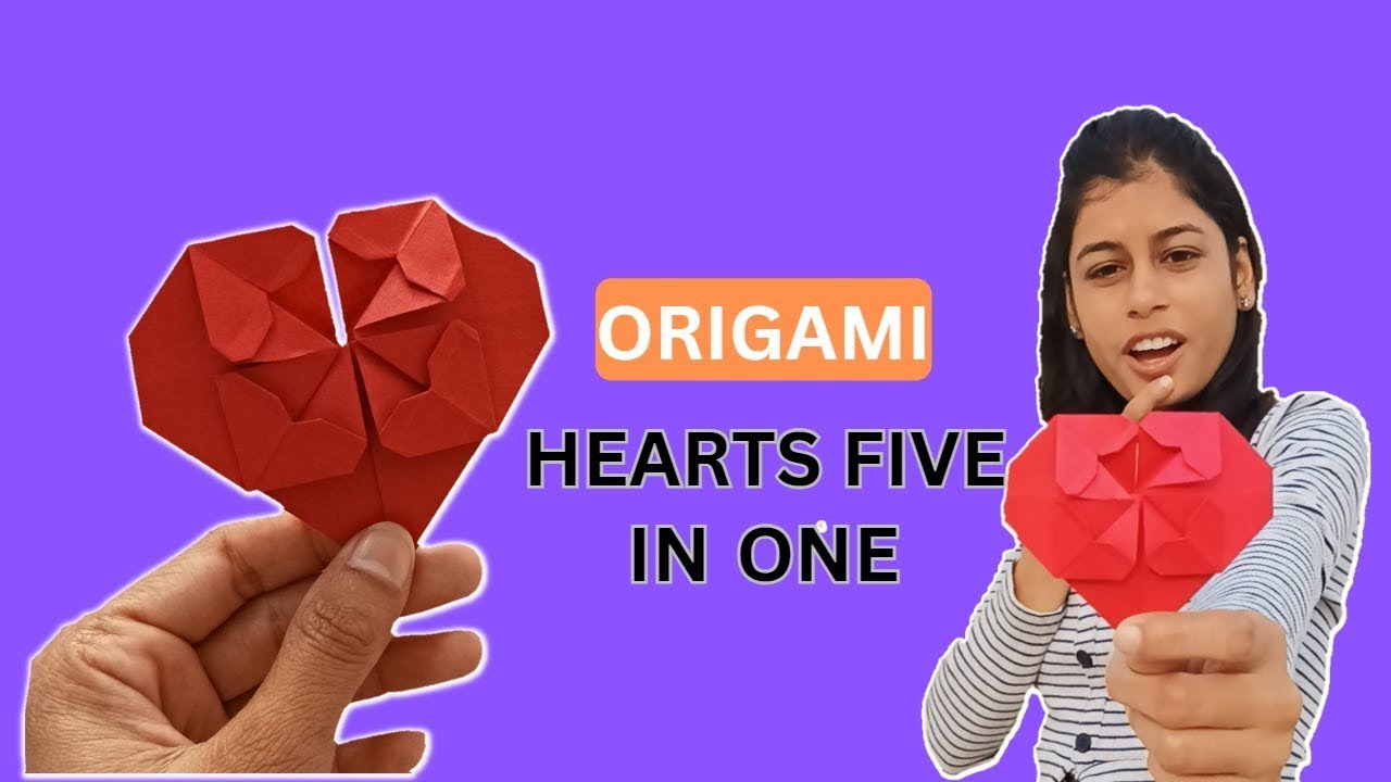 Origami Heart With Four Small Hearts | How to make a paper heart | Origami