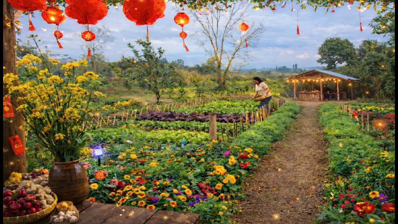 Building a Trellis for Long Beans | Harvesting Fresh Vegetables & Cooking