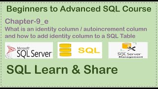 Chapter Nine (Part-5) | How to add an Identity Column , Autoincrement Column to a SQL Table