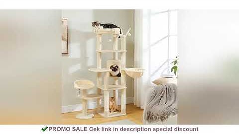 Multi-Level Cat Tree with Scratching Post Hammock Large Perches Hanging Balls Tall Cat Tower for Ind