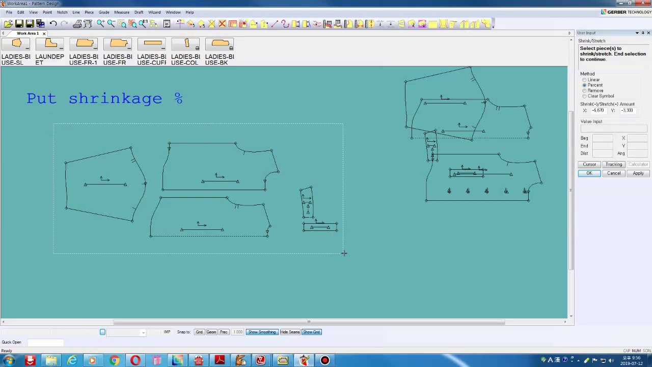 Nested Pattern Gerber GERBER Pattern Design Put shrinkage 수축율 - YouTube