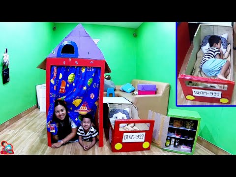 น้องบีม | เล่นบ้านกล่องกระดาษ ที่นอนรถ ตู้เย็น
