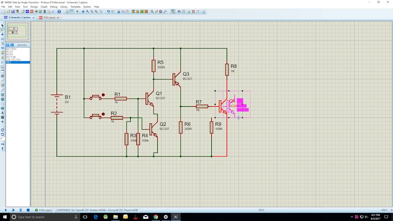 Develop Nand Gate Using Transistor In Proteus Youtube