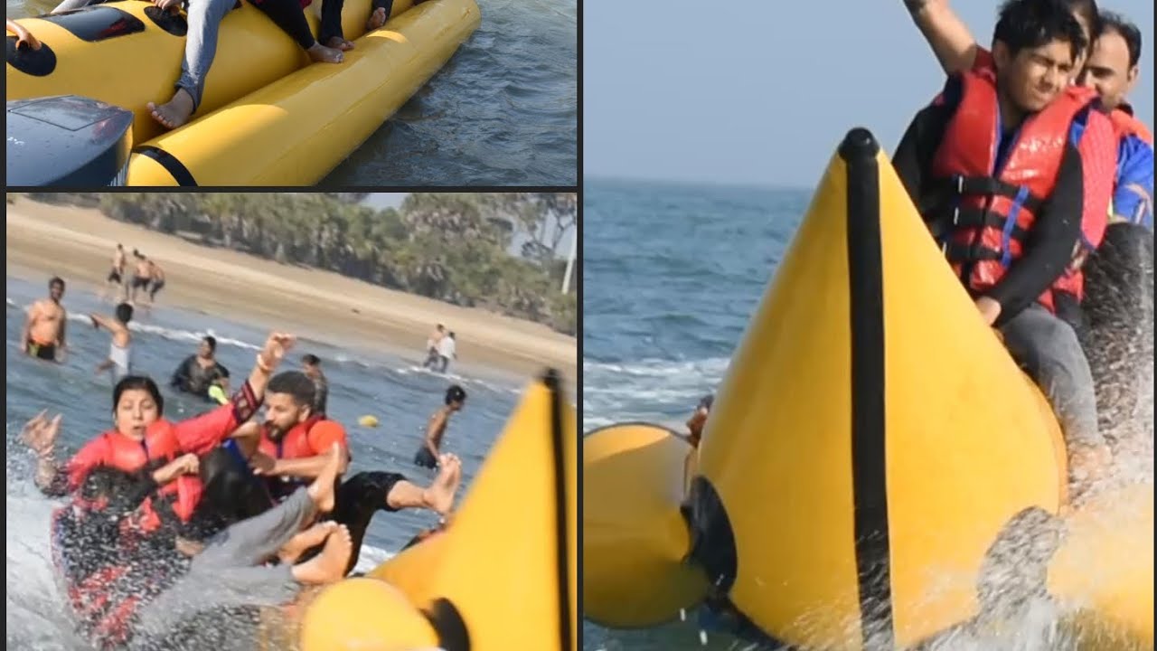 Banana Boat Ride Fails 🤯🤯 Diu Dairies Diu Tourism Water Sports 🤽‍♂️ 🏄‍♀️ Nagoa Beach ⛱️