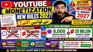 YouTube Monetization New Rules 2027 | 8,000 Watch Hours & 20 Million Shorts Views | YPP Update