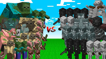 ZOMBIE TEAM vs SKELETON TEAM in Minecraft Mob Battle!!!