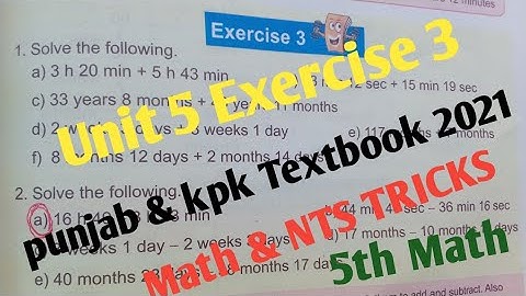 Exercise 3 Unit 5 class 5 Math| Class 5 Math unit 5 Distance and Time kpk textbook,ptb 2021