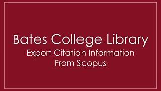 EndNote X9: Export Citation Information from Scopus