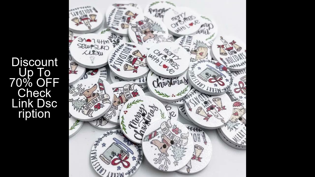 50pcs Round Christmas Holiday Wooden Button Handwork Sewing Scrapbooking Clothing Crafts Accessories