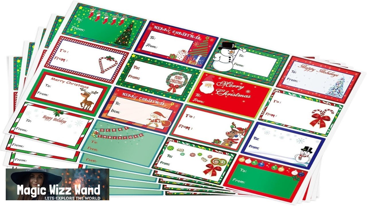 160PCS Christmas Tags Labels 16 Design Self Adhesive Gift Stickers Name Tags