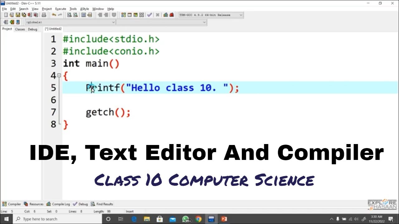 IDE: Integrated development environment - Text Editor - Compiler - Class 10 Computer